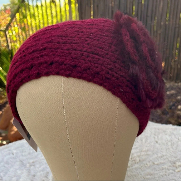 Hand Knit Head Wrap Headband / Neck Warmer Ear Warmer • Deep Red - Picture 4 of 5